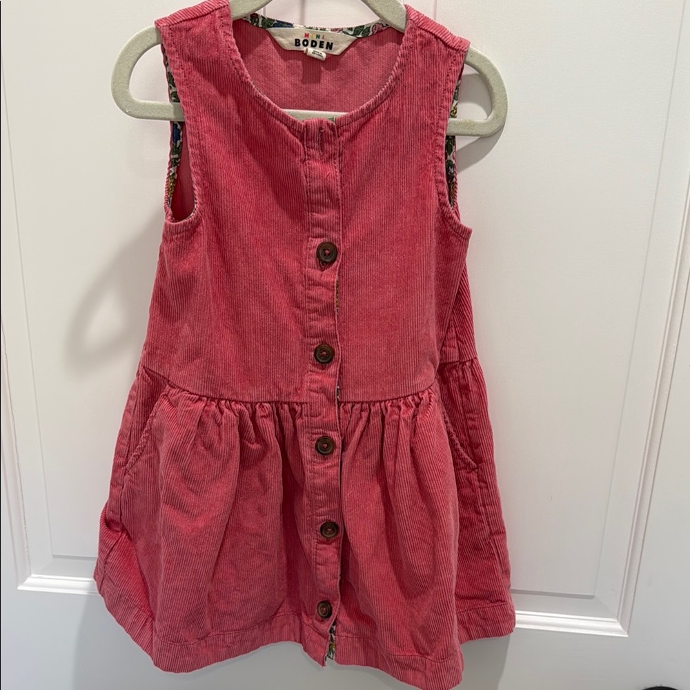 Mini Boden Pink Sleeveless corduroy dress 3-4